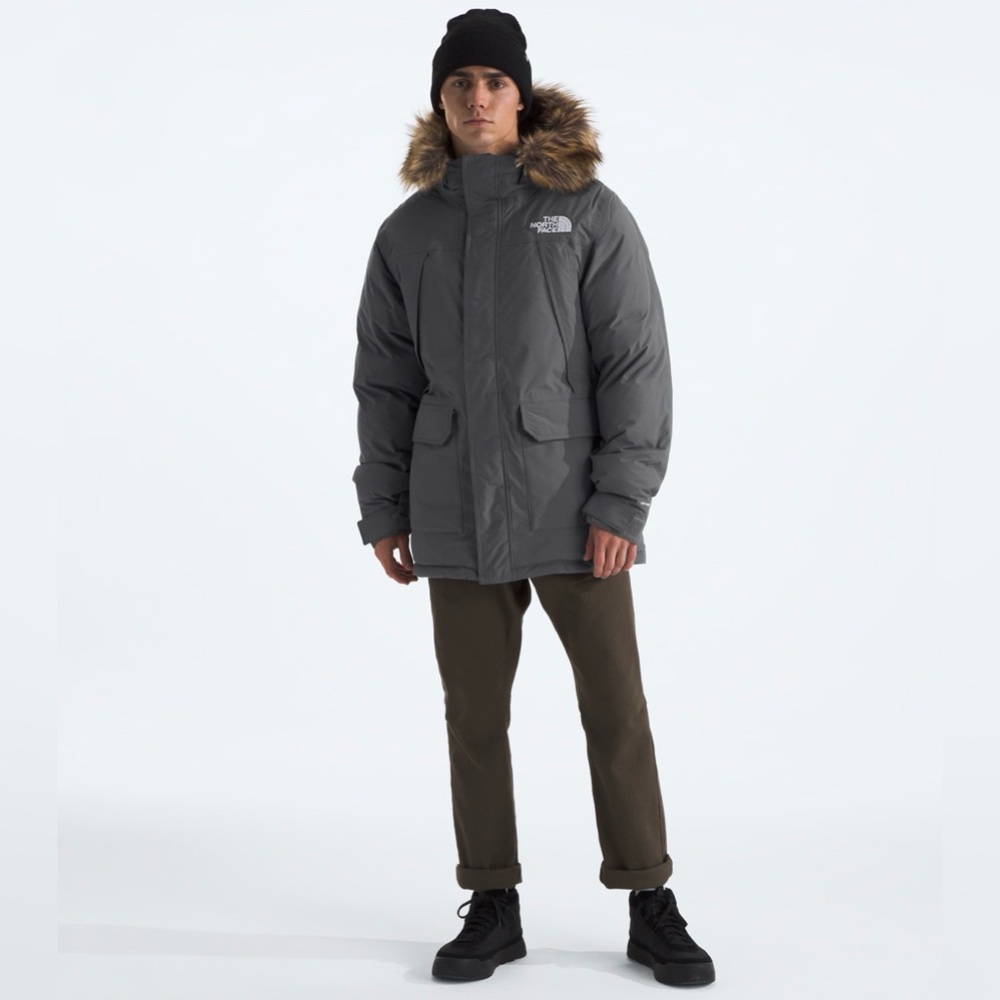 The North Face McMurdo Parka Mens Grey with Faux Fur Trim Hood, Warm Coat Ski XL